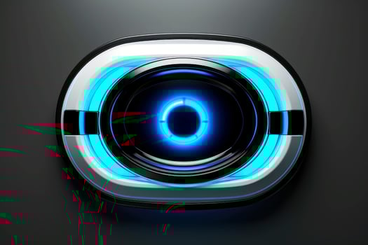 Abstract high tech multicolor button on white background, Generative AI photo