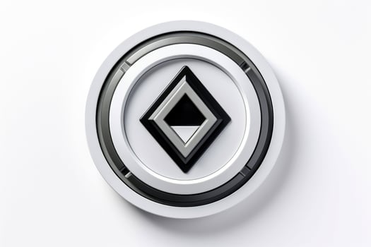 Abstract high tech multicolor button on white background, Generative AI photo