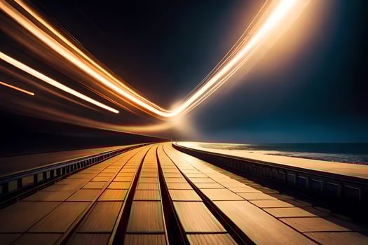 a long exposure photo of a train track. AI-Generated