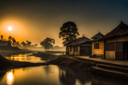 a river in the morning. AI-Generated photo