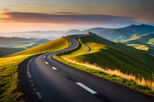the road to the sunset. AI-Generated photo