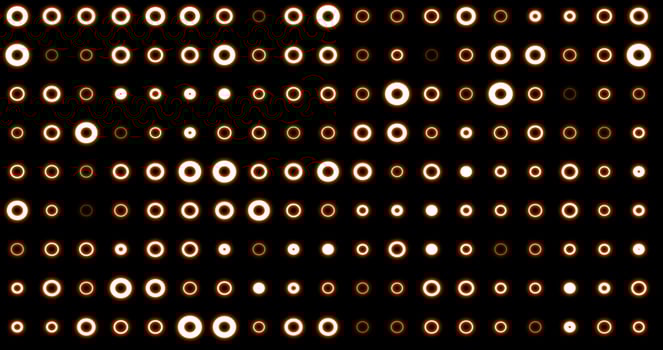 Abstract background of bright orange yellow glowing light bulbs from circles and dots of energy magic disco wall photo