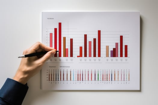 Statistics and data analysis. Investment. Business analysis using charts and graphs. Man studying statistics. Generated by artificial intelligence photo