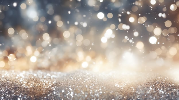 Sparkling beautiful background with a golden color for Christmas backdrop, Generative AI. photo