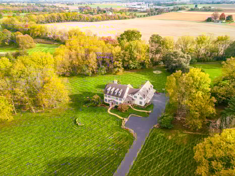 Aerial drone photo of home.