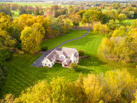 Aerial drone photo of home.