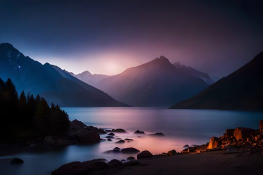 photo wallpaper the sky, mountains, lake, the sea, the mountains, the lake, the. AI-Generated