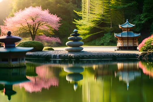 japanese garden, japanese garden, japanese garden, japanese garden. AI-Generated photo