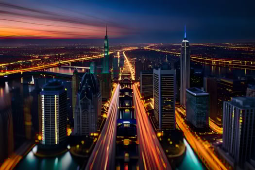 a long exposure photo of a city at night. AI-Generated