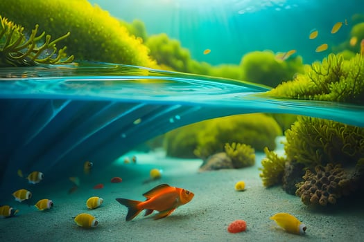photo wallpaper sea, fish, coral, the ocean, the sea, the sea, the sea. AI-Generated