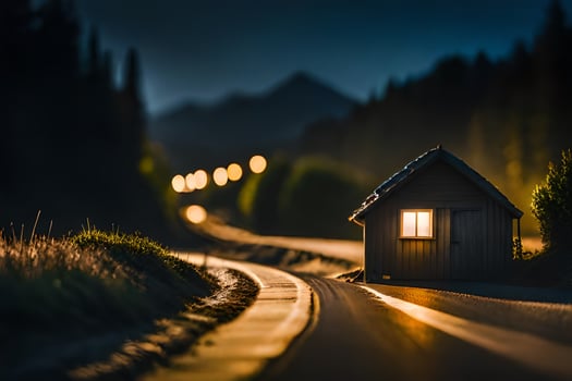 photo wallpaper road, the night, house, the road, the road, the road, the. AI-Generated