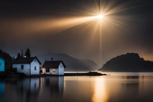 photo wallpaper the sky, light, the sun, the moon, the moonlight, the sun. AI-Generated