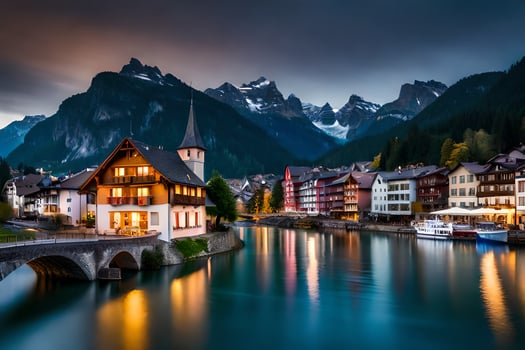 the beautiful town of hallstatt, switzerland. AI-Generated photo