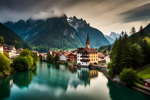 the beautiful town of switzerland. AI-Generated photo