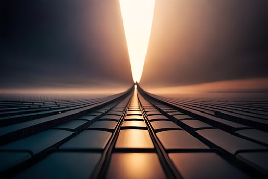 a long tunnel with a light shining through it. AI-Generated photo