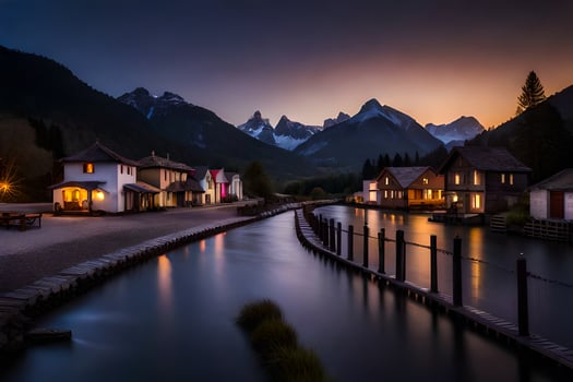 photo wallpaper the sky, mountains, water, the night, the mountains, the river, the. AI-Generated
