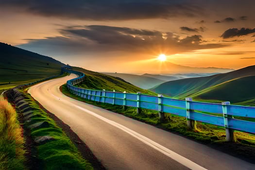the road to the sunset. AI-Generated photo