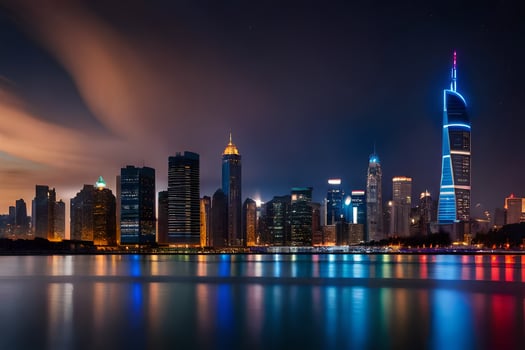 the city skyline at night in dubai. AI-Generated photo