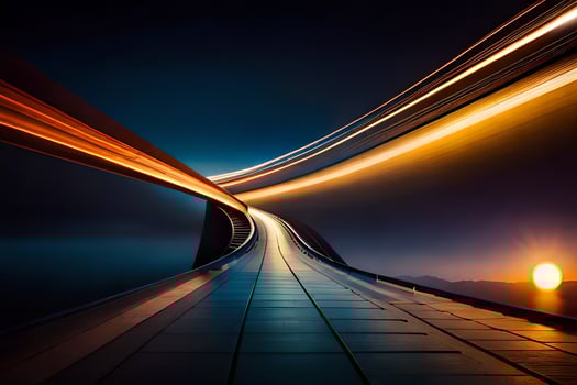 a long exposure photo of a bridge at night. AI-Generated
