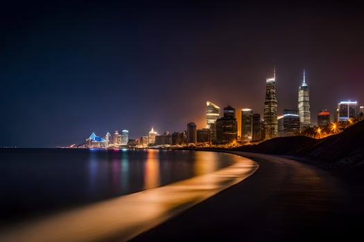 the chicago skyline at night. AI-Generated photo