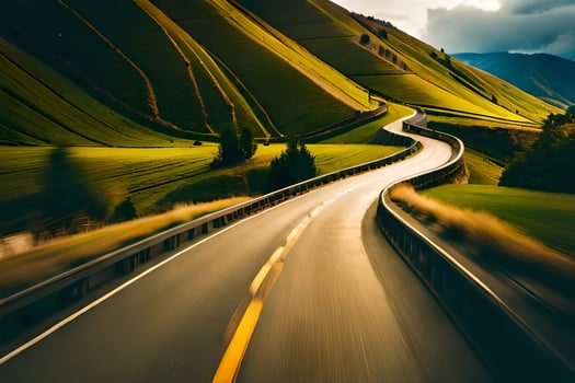a long, winding road in the mountains. AI-Generated photo