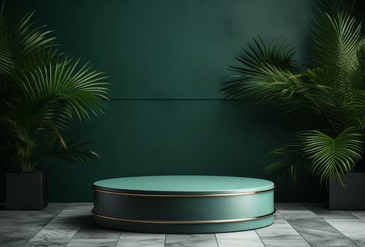 AI generated Podium Mockup Display with for product presentation, 3d Rendering Design g photo