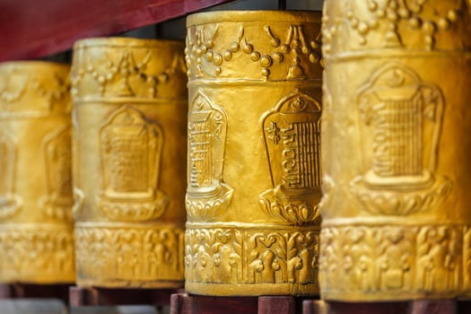 Prayer wheels in Tabo Monastery photo