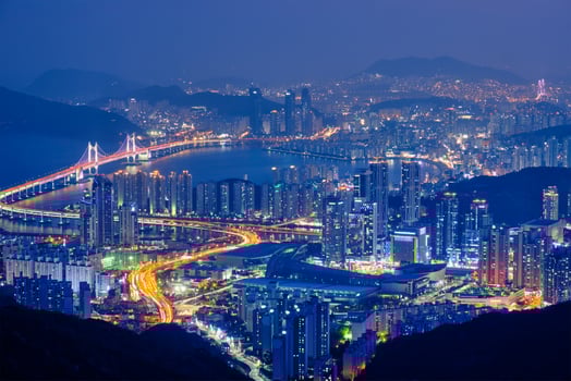 Busan cityscape Gwangan Bridge at night photo