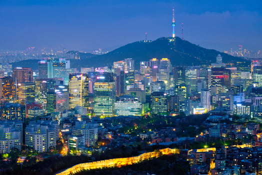 Seoul skyline in the night, South Korea. photo