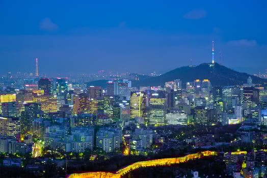 Seoul skyline in the night, South Korea. photo