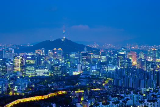 Seoul skyline in the night, South Korea. photo