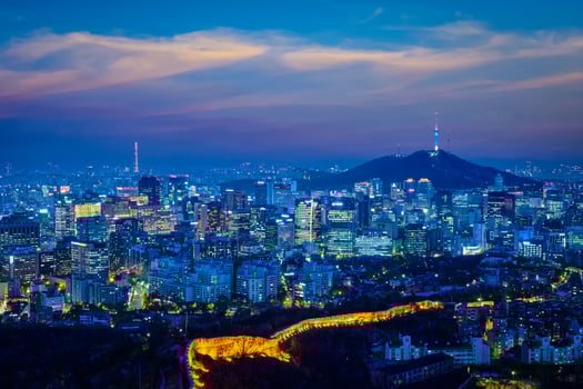 Seoul skyline in the night, South Korea. photo