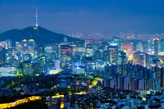 Seoul skyline in the night, South Korea. photo