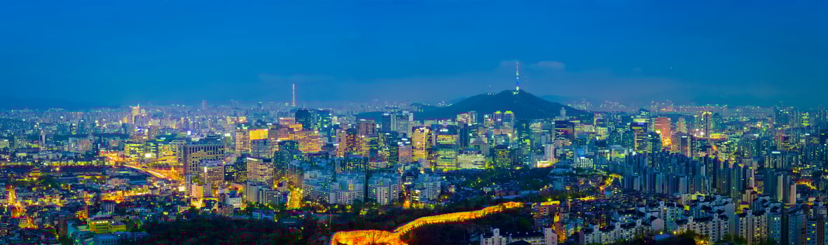 Seoul skyline in the night, South Korea. photo