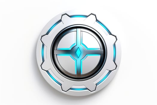 Abstract high tech multicolor button on white background, Generative AI photo