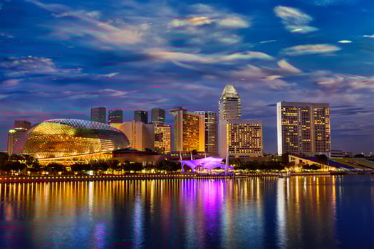 Singapore skyline in the evening photo