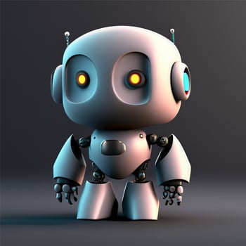 cute Ai 3D robot with a plain black background Ai Generate photo