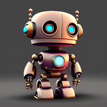 cute Ai 3D robot with a plain black background Ai Generate photo