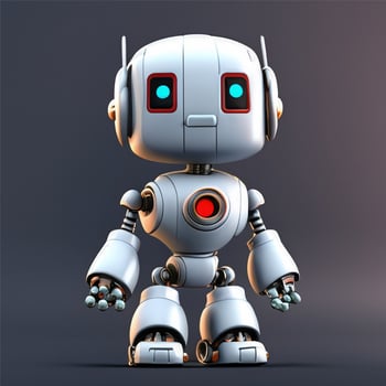 cute Ai 3D robot with a plain black background Ai Generate photo