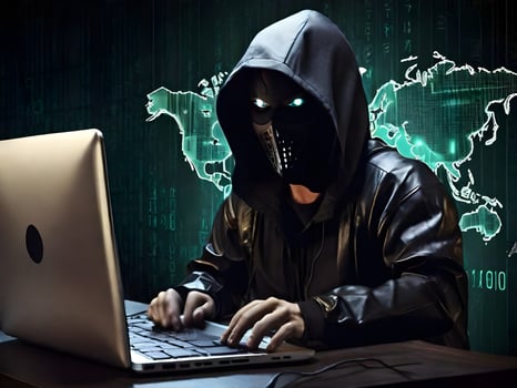 Internet security protection from hacker attacking Cyber attack ai generate photo