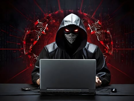 Internet security protection from hacker attacking Cyber attack ai generate photo