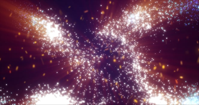 Abstract festive bright background of yellow fireworks fireworks salutes and fiery sparks photo