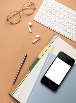 Top view  of office  supplies photo