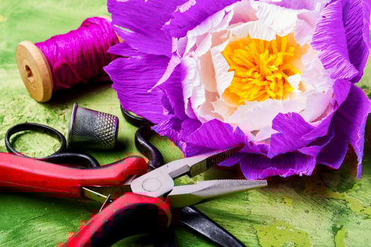 Colourful handmade paper flowers photo