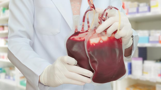 Blood Bag Donation Centre, Transfusion Concept, Lifesaving Hospital Procedure, Medical Supply in Emergency Situation photo