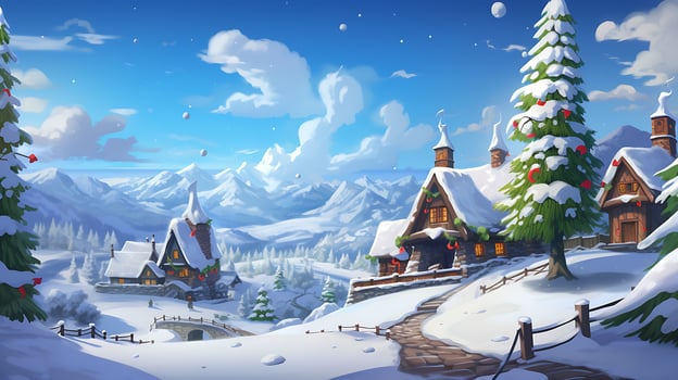 Christmas snow beautiful place house generated by Ai photo