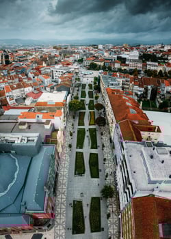 Aerial drone panoramic view of historic city of Braga in northern Portugal photo