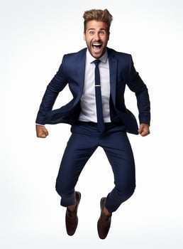Ai Generative photo businessman excited because of achievement in business