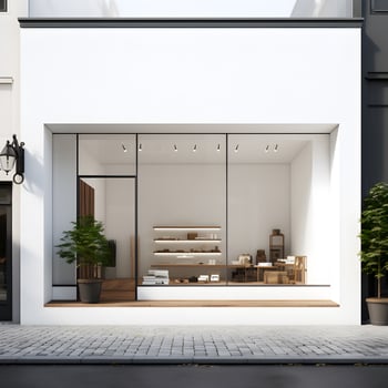 Modern white store facade. Generative AI photo