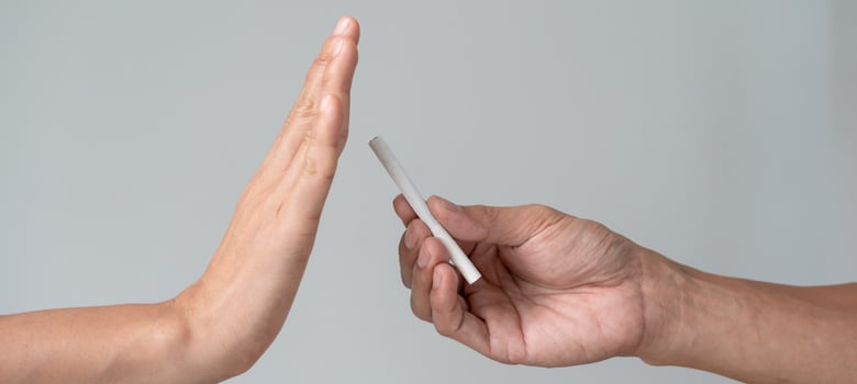 No smoking. Woman stop smoke, refuse, reject, break take cigarette, say no. quit smoking for health. world tobacco day. drugs, Lung Cancer, emphysema , Pulmonary disease, narcotic, nicotine effect photo